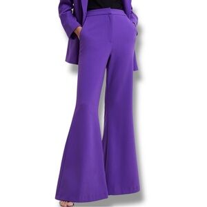French Connection Pants Whisper Flare Purple Cobalt Blue 70s Violet Sze 4 NWOT
